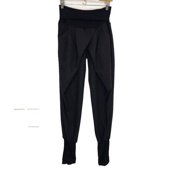 Rinascimento Twill Pull On Jogger Pant S Black Fold Over Waist Tapered Italian - Picture 1 of 9